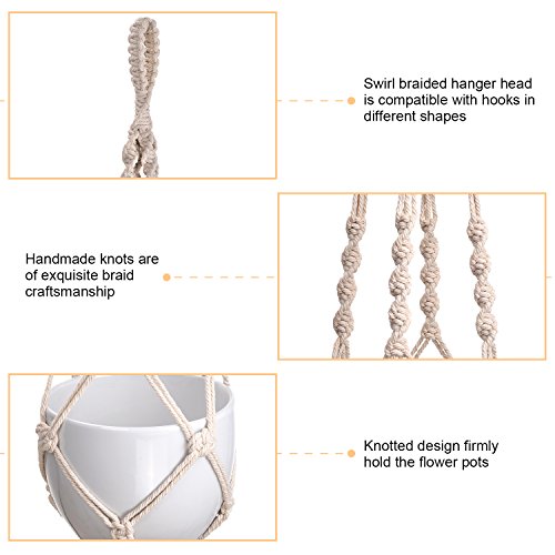 eBoot Pflanzenhänger Indoor Outdoor Baumwolle Seil Pflanzen Aufhänger Blumentopf Pflanzen Halter 41,3 Zoll, 4 Beine, 2 Stück - 5