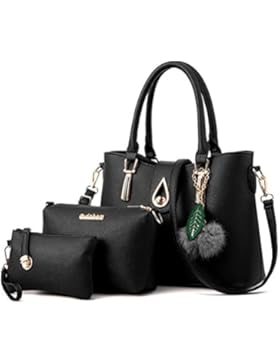 Honeymall Frauen Leder Handtaschen Set 3 teiliges Damen Handtaschenset Schulter Beuteltote Vintage Style Leder...