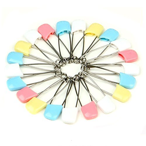 100 Pcs Baby Child Infant Kids Plastic Head Cloth Diaper Nappy Pins Safety Safe Hold Clip Locking Cloth Size L - Random Color