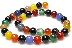 MJDCB Natural Round Stone Beads 6mm Multicolored Agate Loose Gemstone Beads for Jewelry Making Bracelet Necklace 60pcs