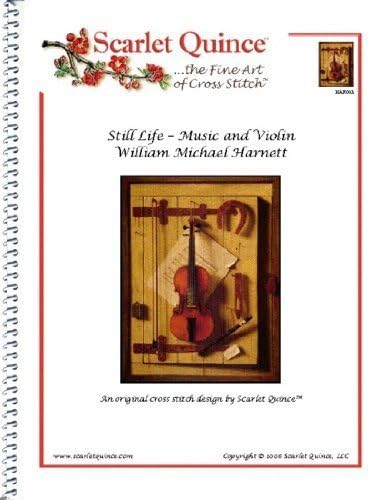 Scarlet Quince HAR003 Still Life - Violin and Music by William Michael Harnett Counted Cross Stitch Chart, Regular Size Symbols by Scarlet Quince
