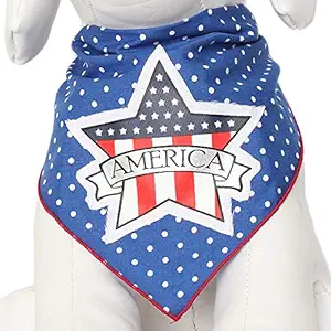 Tail Trends Dog Bandanas for 4th of July Stars and Stripes Applique Designs fits Medium to Large Sized Dogs - 100% Cotton