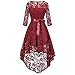 Produktbild 2018 Kleid Damen, Sunday Frauen Sleeveless Blumenspitze Formales Langes Abend Partei Ball Abschlussball Kleid Langekleid Frühling Sommer Herbst Winter Spitze Kleid (Rot, M)