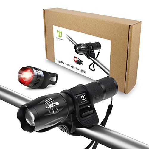 LED Fahrradbeleuchtung, Degbit® Fahrradlampe Fahrradlicht Set inkl. Frontlichter und Rücklicht, Halterung, Zoombarer Effekt, 900 Lumen,3 Licht-Modi für Berg-Radfahren, Camping und täglichen Gebrauch - 2