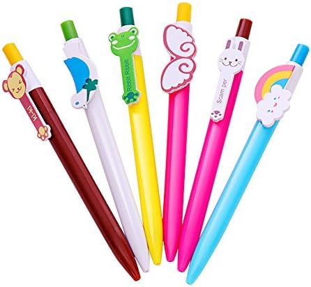 Smooth Cartoon Rainbow Ballpoint Pen,Cute Creative Stationery and Office Supplies 0.5mm,Pack of 6 Pcs(Mixed Color)