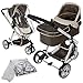 TecTake 3 in 1 Pushchair stroller combi stroller buggy baby jogger travel buggy kid's stroller -different colours- (Brown)
