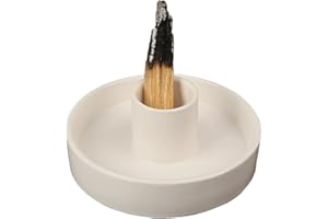 Guyode Quemador de Incienso para Palo Santo, Porta Incienso de Cerámica, Soporte Incienso de Madera ahumada, Meditación Yoga Quemadores de Madera Soporte con cenicero Moderno (Blanco)