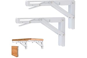 O'woda 2 Stück 300mm Klappkonsole Schwerlast, maximale Tragfähigkeit 60kg/132lb, Klappregalhalterungen, Regalträger & -Stützen, Klappscharnier für Haus Küche Büro Grill Wandhalterung - Stahl, Weiß