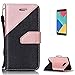 Produktbild CaseHome Samsung Galaxy A5 2016/A510F PU-Leder Etui (mit Frei HD Schirm-Schutz) Stilvoll Elegant Muster Gedruckt Entwurf Stoßfest Rutschfest Schutz Brieftasche Fall Abdeckung Schale Haut Stoßstange Magnetischer Flip Stand-Funktion mit Handschlaufe und Kreditkarten-Steckplätze Passen für Samsung Galaxy A5 2016/A510F-Schwarz und Rosa