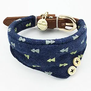 PETFAVORITES Small Dog Costume Collar - Plaid Bowtie Kitten Bandana Collar for Halloween - Teacup Yorkie Chihuahua Clothes Outfits Accessories, Adjustable & Handmade (Navy Note Scarf)