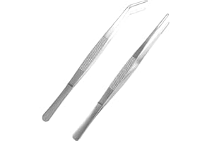XINSHENG Pinzetta Dritta,Pinzette in acciaio inossidabile da 14 cm con punta curva zigrinata, molle professionali multiuso per lavorazioni industriali, uso in laboratorio, giardinaggio, cucina