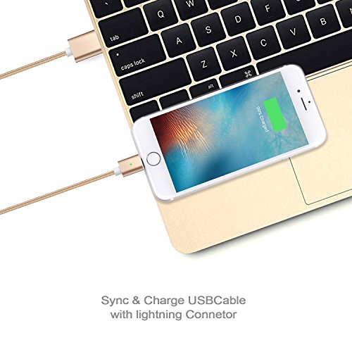 [Die neue Version]Magnetisches Ladekabel Lightning Kabel- Lebenslange Garantieserie -TUOYA Magnetisches iPhone USB Ladekabel Lightning Magnet Ladekabel Datenkabel für iPhone 7, iPhone 6s, iPhone 6, iPad(2xGold) - 4