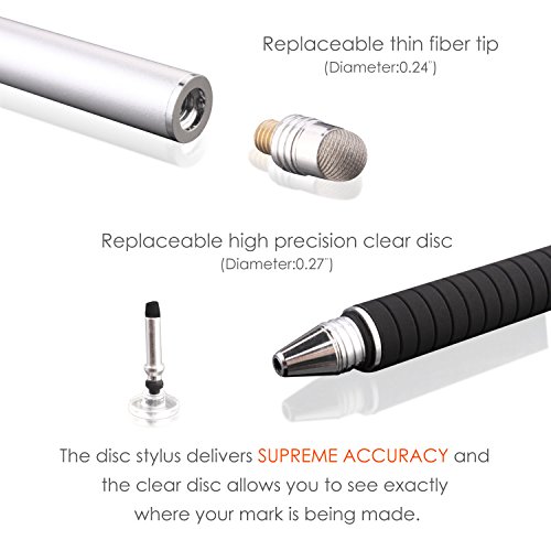 Dimples Excel Präzision Stylus pen Eingabestifte for Ipad Pro Kindle Tablet Touchscreen Smartphone mit Ersatzspitzen (Silber + Silber) - 2