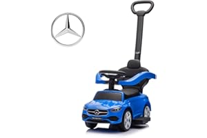 Milly Mally Véhicule avec Poignée Mercedes C-Class Cavalier Enfants Cadeau Enfant 12m+ Voiture Porteur Auto pour Enfant Dès 12 Mois, Volant Audio, Compartiment de Rangement sous Le siège (Bleu)