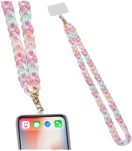 Sangle Téléphone QIUMING - 110cm, Perles Acryliques, Anti-Perte, Mode Accessoire