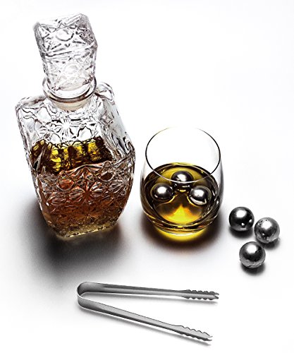 Whisky Steine Set von GTline – 6 wiederverwendbare Edelstahl Kühlsteine rund + Eiszange + Eiswürfelbox I 6er Set Edelstahl Eiswürfel I Whiskey on the rocks ice cubes - 2