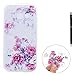 Produktbild TPU Hülle für Samsung Galaxy A7 2017, Zcro Handyhülle Silikon Transparent Durchsichtig Dünn Muster Weich Flexibel Bumper Case Schutzhülle mit Frei Schwarz Stift für Samsung Galaxy A7 2017 (Elegante Blumen)