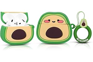 LEWOTE Compatibile con Apple AirPods 4 custodia protettiva divertente con simpatico cartone animato con portachiavi (avocado)