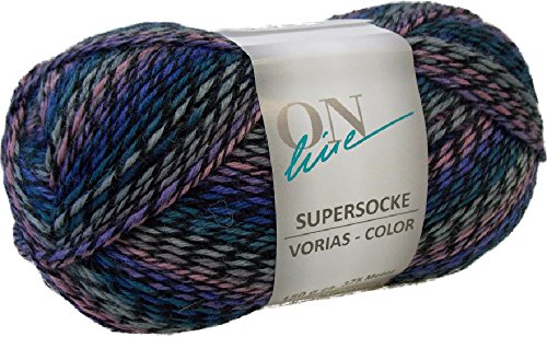ONline Supersocke Vorias-Color 6-fach 150 g Sockenwolle - NEU 2016 2019 rosa-lila-blau-grau-gemustert