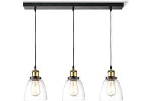 HOME SWEET HOME COLLECTION Home Sweet Home Moderno Lampadario Ava | 65/18/120cm | Nero | Lampadario a 3 luci in vetro | adatto per sorgente luminosa LED E27 | Lampada a sospensione adatta per soggiorno