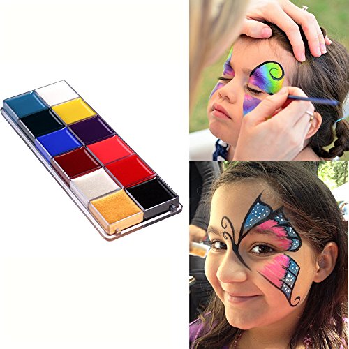 VALUE MAKERS® 12x Körpermalfarbe Körperfarbe Set Make Up Schminke Palette Gesichtsfarbe Bodypaint Bodypainting - 2