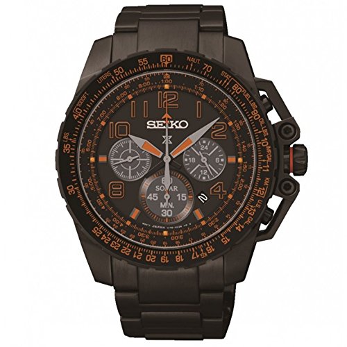 Preisvergleich Produktbild Seiko Mens Prospex, schwarz ip, Solar-Chronograph SSC277P9