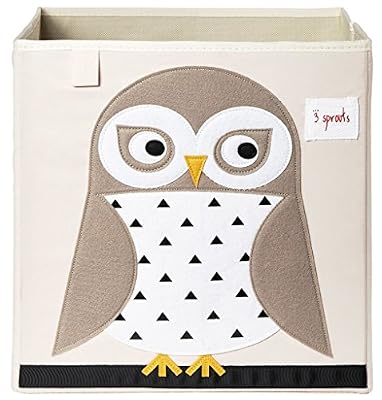 3 Sprouts Cube de Rangement pour Jouets Chouette