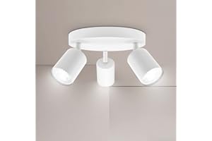 Ketom Faretti da Soffitto Orientabili, GU10 Faretti LED da Soffitto Bianco, Moderna Plafoniera LED Faretti 3 Luce Rotonda, Faretto da Parete Interno per Barra, Cameretta, Cucina, Senza Lampadina