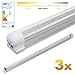 Produktbild LEDVero 3x SMD LED Röhre 120 cm inkl. Fassung in neutralweiss- Leuchtstoffröhre T8 G13 Tube transparente Abdeckung - Lichtleiste mit 18 W, 1800lm- montagefertig