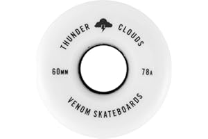 Venom Skateboards Thunder Clouds V2 All Terrain Street Skateboard Wheels Soft Grippy 78a Longboard Cruiser Perfect for Rough Ground - 54mm, 56mm, 58mm, 60mm