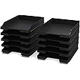 Bandejas portadocumentos tamaño A4 Negro - Organizador Escritorio apilable - Bandeja plástico para Oficina - Archivador Papel