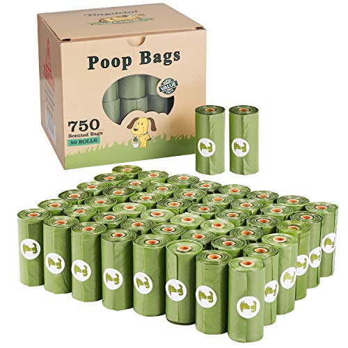 Yingdelai Bolsas de residuos para Perros, 50 Rollos (750 Bolsas) Bolsas Grandes y Gruesas para residuos de Perros, Bolsas de Perro, biodegradables con Aroma, respetuosas con la Tierra