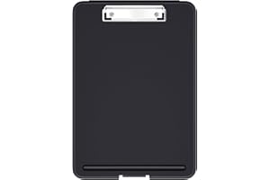 Hnogri porte-bloc a4 Avec pince de rangement, porte bloc A4 pliable en plastique pour infirmières, avocats, étudiants, salles de classe, bureau, femme, homme, taille 34 x 24 x 2,3 cm, le noir