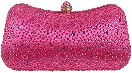 Yingzu Rhinestone Bone Shaped Clutch Evening Bags for Women with Handle (red )
