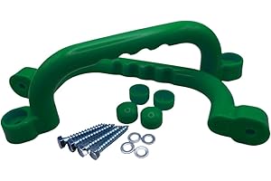 ‎HOQ HOQ 1 Pair of Premium Grab Handles - 2 Pieces High-Quality Plastic Handles - Handrails 240 x 75 mm - for Stilt Houses, Bunk Beds, Playhouses and Play Towers - Green