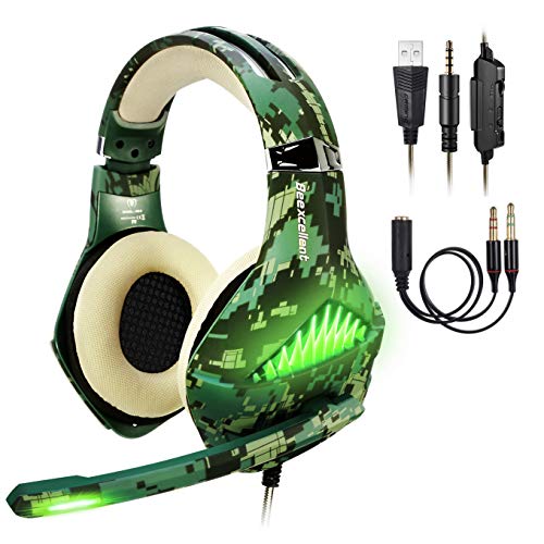 Samoleus Cascos Gaming PS4 Xbox One PC Switch, Gaming Auriculares con Microfono, Cascos Gamer, Headset Cascos Jack 3.5mm con Playstation 4, Laptop, Tablet, Móvil