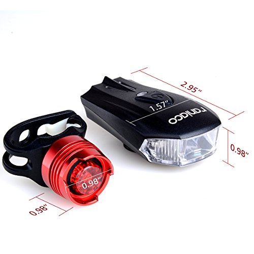 Fahrradlicht, Raniaco 400 Lumen USB wiederaufladbare Fahrradbeleuchtung Set, LED Sicherheits Fahrrad Licht, Sport Beleuchtung, für draußen, helle weiße Frontlicht und rote Rücklichter - 5