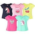 Real Basics Girl's Regular Fit Half Sleeve Multicolor Tshirts Combo Pack (Set of 5)