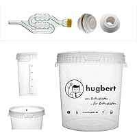HUGBERT Set 7, 30/33L, Gärbehälter mit Skala Gärungsrohr 2 Dichtgummi Wine, Bier