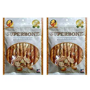 Foodie Puppies Superbone All Natural Peanut Butter Flavour Chicken Sticks Dog Treat, 9 in 1 (Peanut Butter, Pack of 2)