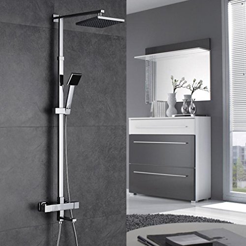 Auralum® Elegant 2 Jahre Garantie Duschset mit Thermostat und Höhenverstellbar ca. 82 bis 140cm Kopfbrause 20x20cm Inkl. Handbrause + Regenbrause - 8