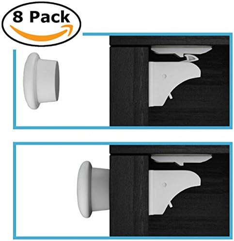 EliteBaby Magnetic Child Safety Locks for Cabinets &amp; Drawers - 8 Locks + 2 Key Set - Baby Proof &amp; Easy Install - No Screws or Drilling