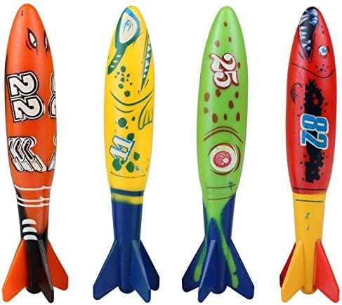 4Pcs Underwater Game Torpedo Rocket Swimming Pool Toy Swimming Diving Training