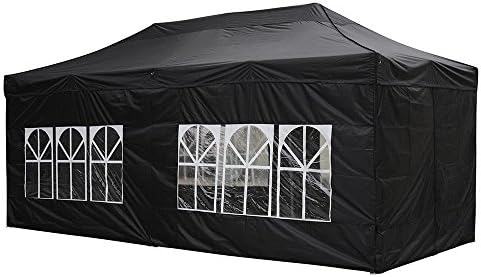 ReaseJoy 3x6m(10x20ft) Easy Pop Up Folding Gazebo Canopy Wedding Party Outdoor Tent Removable Sidewall Carry Bag Black