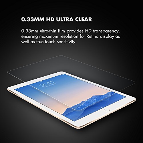 iPad Air folie Panzerglas folie,aiMaKE iPad Air 2 schutzfolie | Panzerglas Displayschutzfolie für iPad Air / Air 2 | 99% HD Ultra-klar glasfolie - 2