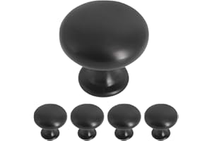 Probrico 5 Pieces Solid Cabinet Door Knob Dresser Handle Mushroom Kitchen Cupboard Pull Diameter 30mm Black
