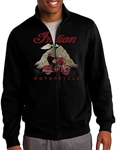 Classic Indian Motorcycle Men's Casual Zipper Hoodies Jacket - Black -
