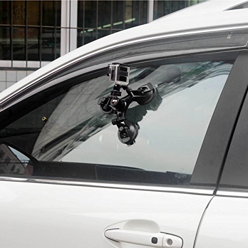 Fantaseal Triple Ventouse Voiture  Ventouse Fixation DSLR Ventouse    Support avec Gopro Adapteur T  te Rotule Rotatif de Triple  Car Suction Mount pour GoPro Hero 5 4  3  3  Session etc