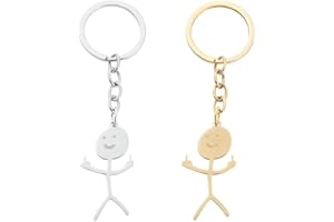 JOCXZI 2pcs porte-clés drôle de griffonnage, porte-clés de doigt du smiley en argent, collier de geste du du en érection d'allumette cadeau drôle (argent/or)