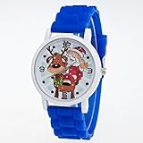 OverDose Weihnachten Geschenke Kinder Farbe Mode Uhr Silikon Bügel Armbanduhr (Dunkelblau)